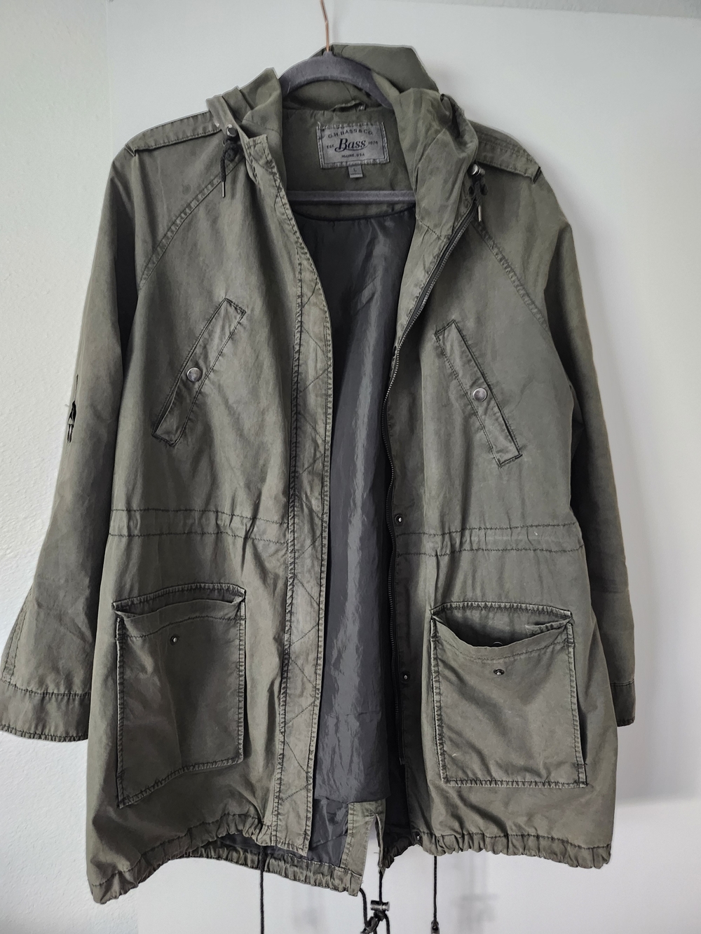 Bass Olive Hooded Military Field Jacket